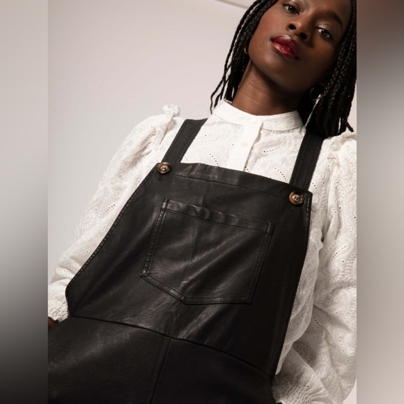 FRNCH Paris faux leather black overalls S NWT - Picture 3 of 8